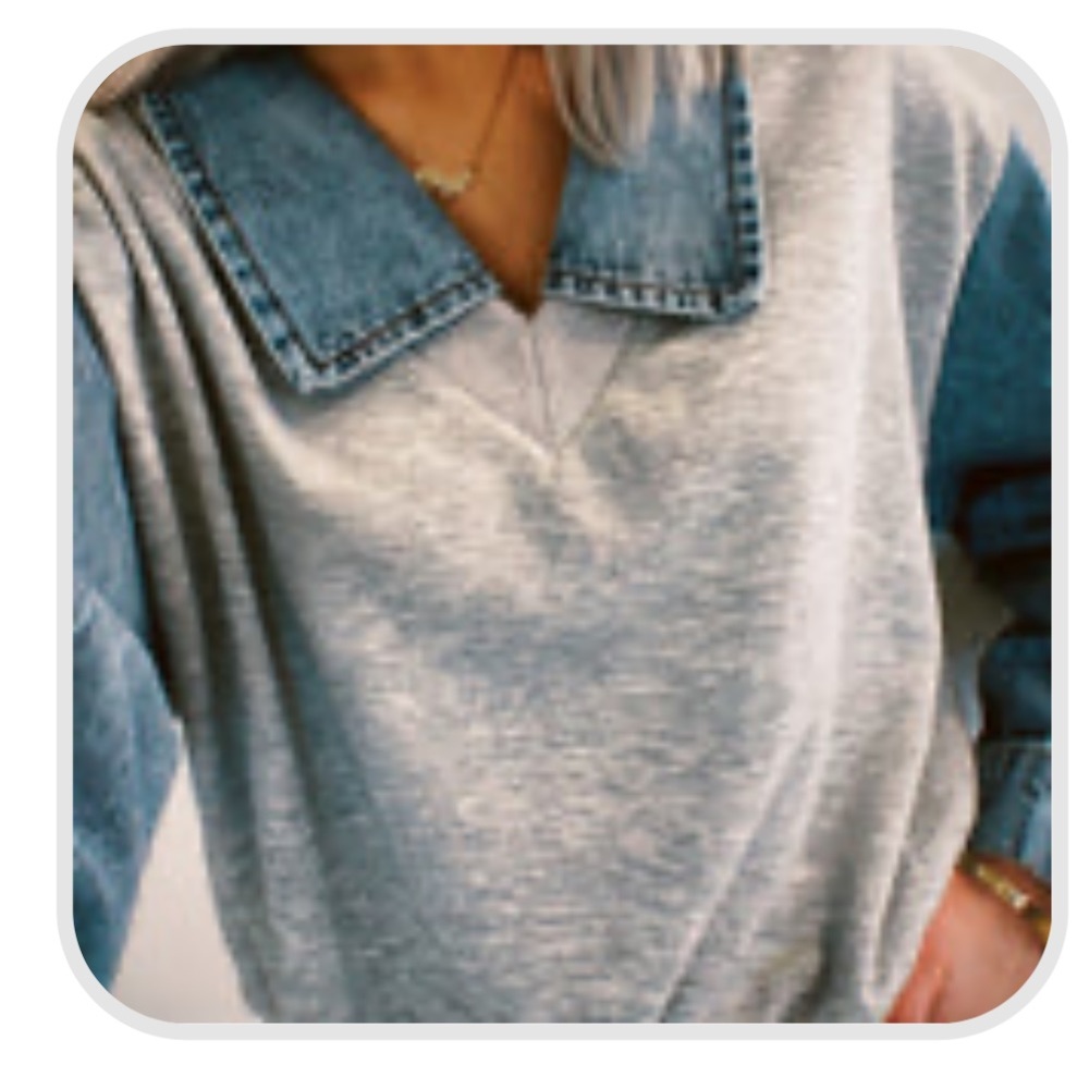 Dressed in lala Denim collared pullover